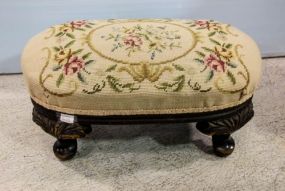 Queen Anne Style Needlepoint Footstool 