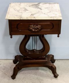 One Drawer Marble Top Side Table