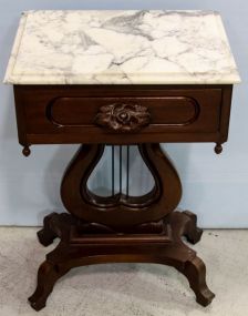 One Drawer Marble Top Side Table