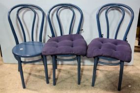 Three Blue Bentwood Chairs