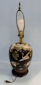 Porcelain Painted Peacock Lamp