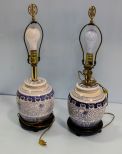 Pair of Blue and White Ginger Jar Lamps