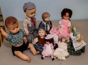 Group of Seven Dolls and Bisque Figurines
