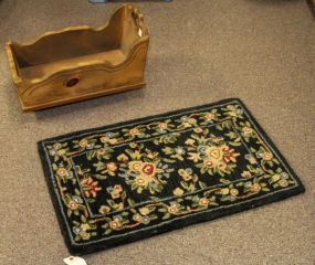 Pine Doll Cradle & Small Flowered Rug
