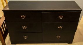 Six Drawer Painted Black Particle Board Chest