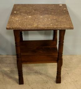 Brown Marble Top Square Table