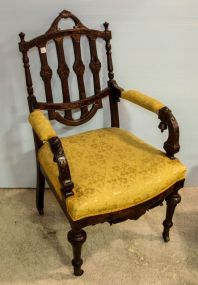 Walnut Victorian Carved Arm Chair