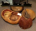 Five Baskets, Two Brown Planters & Wood Duck Sign