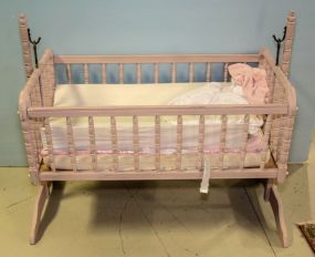 Pink Jenny Lind Baby Cradle