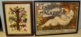 Large Framed Century Magazine Print & Needlepoint Framed Print