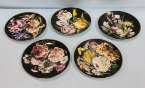 Five Danbury Mint Flower Plates