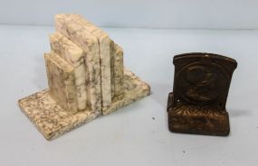 Pair of Roman Bust Bookends & Pair of Marble Bookends