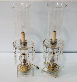 Pair of Etched Lamps 