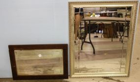 Small Oak Rectangle Mirror & Silver Beveled Mirror
