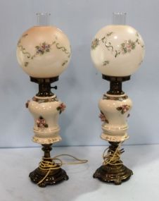 Pair of Porcelain Globe Lamps