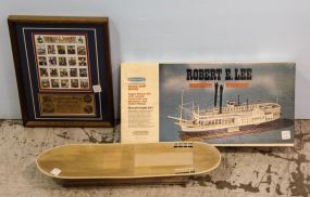 Robert E Lee Mississippi Steamboat Model Ship & Framed Civil War Stamps 