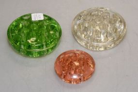 Green, Clear and Pink Depression Glass Frogs