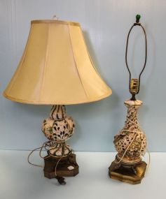Pair of Capodimonte Style Boudoir Lamps