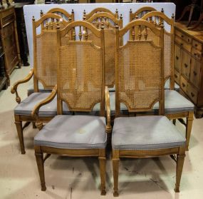 Eight High Back Thomasville Cane Dining Chairs