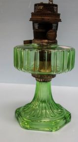 Green Depression Glass Oil Lamp 