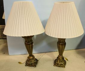 Pair of Brass Footed Lamps 