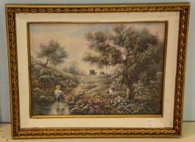 Framed 1800's Scene Print 