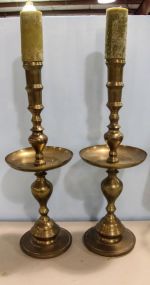 Pair of Large Brass Candle Holders