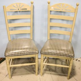 Pair of Painted Ladder Back Chairs