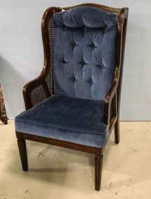 High Back Upholstered Cane Chair