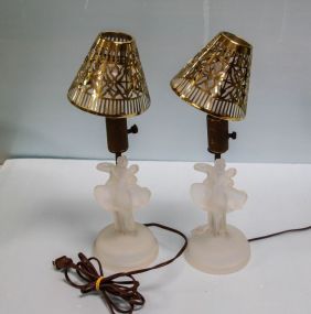 Pair of Satin Glass Figural Lamps