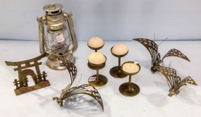 Brass Butterflies, Lantern & Brass Candle Holders