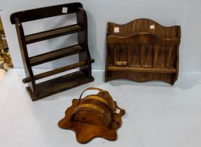 Wall Rack, Towel Rack & Wood Barrel Flower Wall Plaque