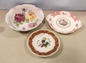 Hand Painted Bowl & Two Plates