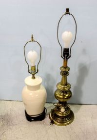 Brass Table Lamp & Ceramic Table Lamp