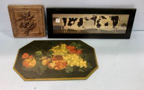 Print of Cows & Decoupage Plaque of Fruit