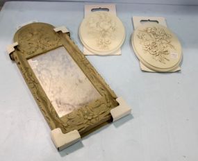 Two Oval Resin Plaques & Mirror