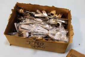 Box of Silverplate Spoons, Knives and Forks