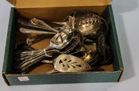 Box of Silverplate Serving Pieces