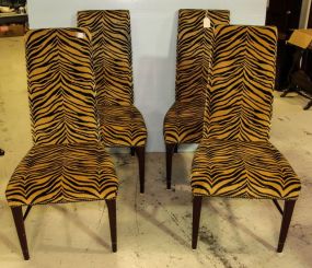 Four Animal Print High Back Chairs 