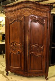 Mahogany Carved Double Door Armoire 