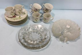 Two Porcelain Snack Sets & Two Sets of Glass Snack Plates