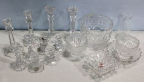 Twelve Pairs of Lead Crystal Candle Holders, Lead Crystal Vase & Four Bowls