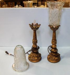 Pair of Painted Gold Candlestick Lamps