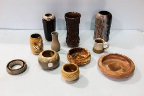 Four Pottery Vases, Five Pottery Bowls & Mug