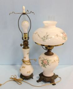 Hand Painted Lamp & Bristol Glass Lamp