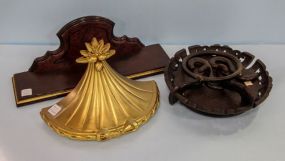 Wood Bracket, Plastic Gold Bracket & Carved Oriental Vase Stand
