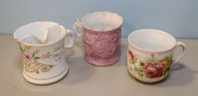 Victorian Mustache Cup & Two Other Cups