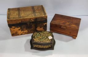 Small Cedar Jewelry Box, Small Butterfly Box & Small Doll Trunk