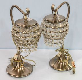Pair of Chrome and Crystal Lamps