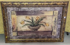 Architectural Oil on Canvas of Flower Arrangement 